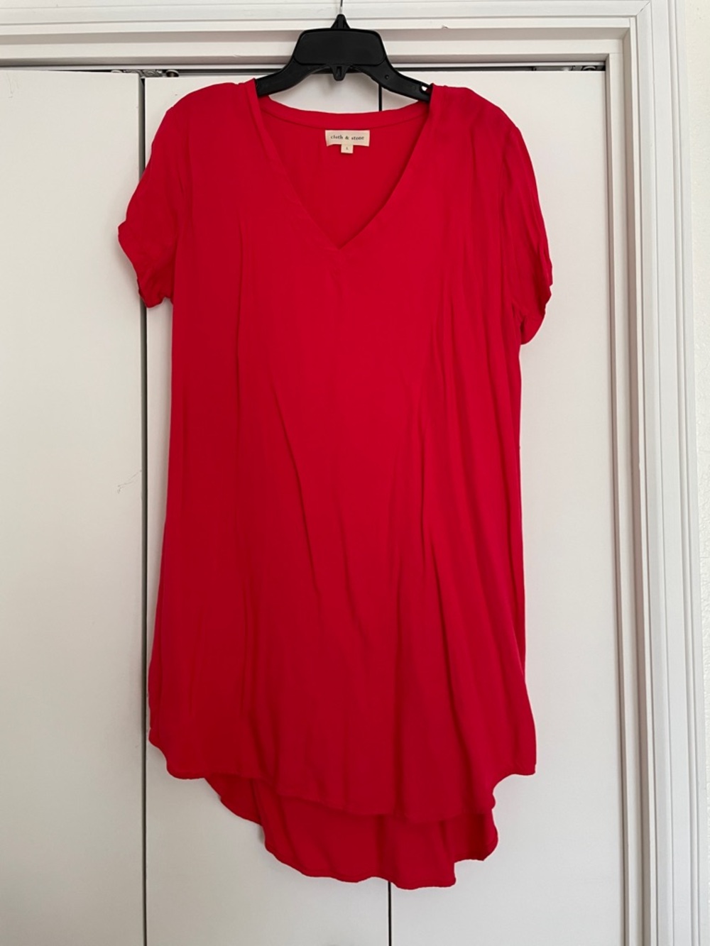 Cloth & Stone Anthropologie Tee Shirt Dress Womens Size L Shift Bright Red